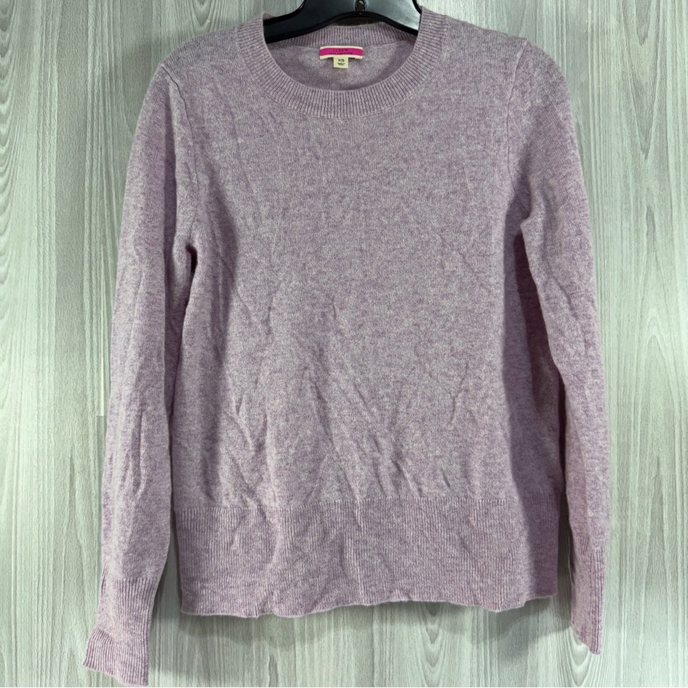 J. Crew Marled Purple 100% Cashmere Long Sleeve Classic Crewneck Sweater Size XS